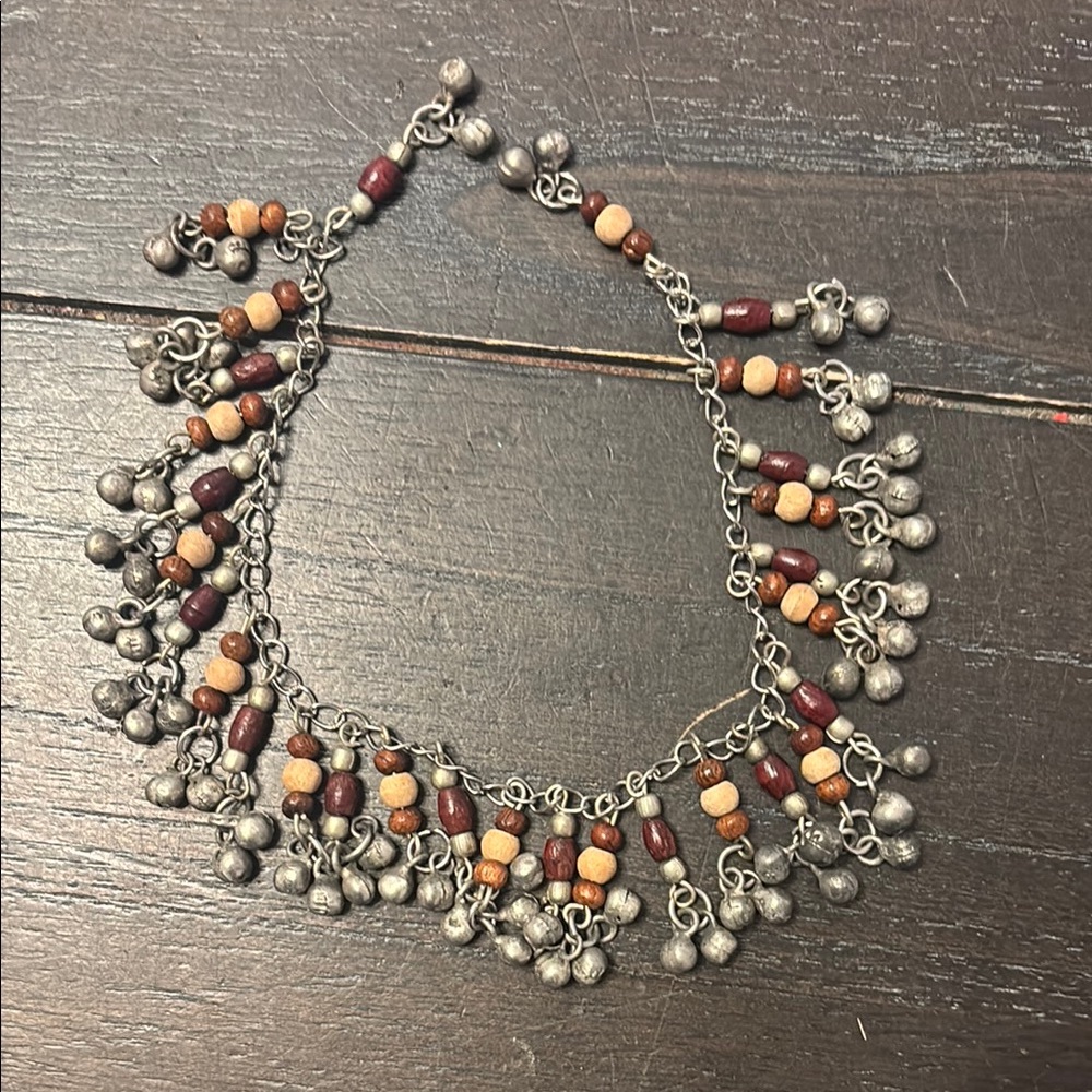 Bohemian Silver and Brown Beaded Bracelet